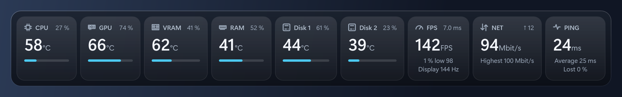 The widget in the compact design